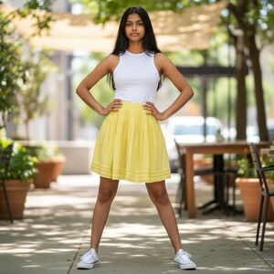 Gap Skirt Womens Sz XL Yellow Lightweight Lined Cotton Summer Spring